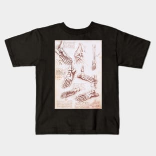 Human Anatomy Skeleton Foot Bones by Leonardo da Vinci Kids T-Shirt